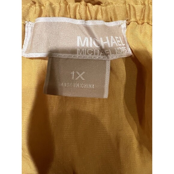 Michael Michael Kors Yellow Blouse Long Sleeve Top Off Shoulder Plus-size 1X - Picture 4 of 5